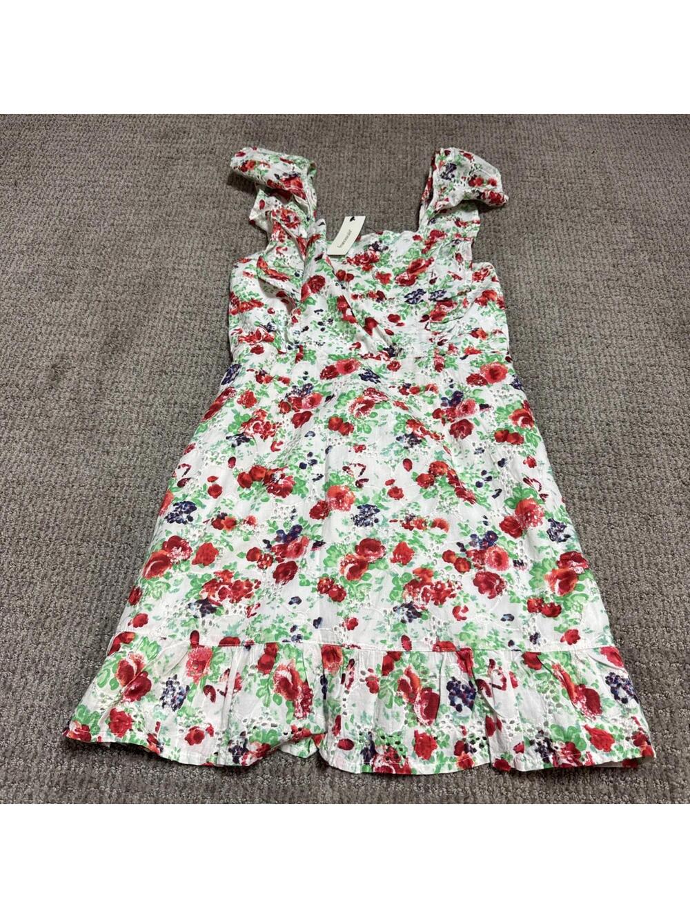 Blue Rain Dress White Red Green Floral Sleeveless Women’s Size XS NWT